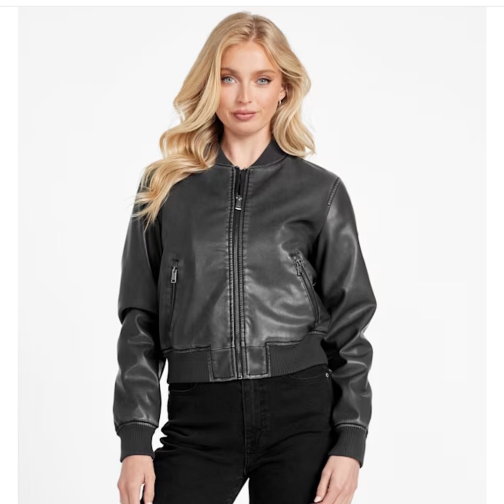 Faux-leather Bomber Jacket